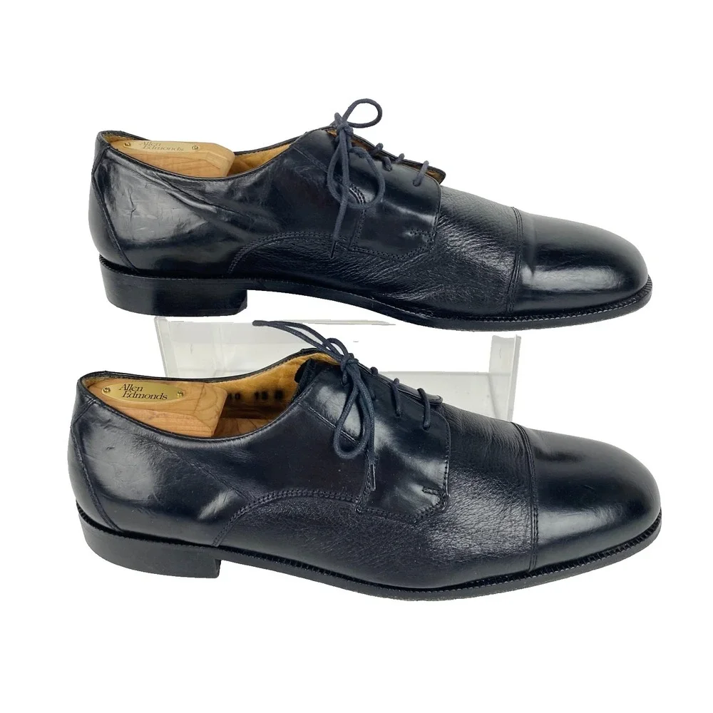 Pronto Uomo Leather Oxfords Mens 13 M Black Flexible Cap Toe Comfort All Leather